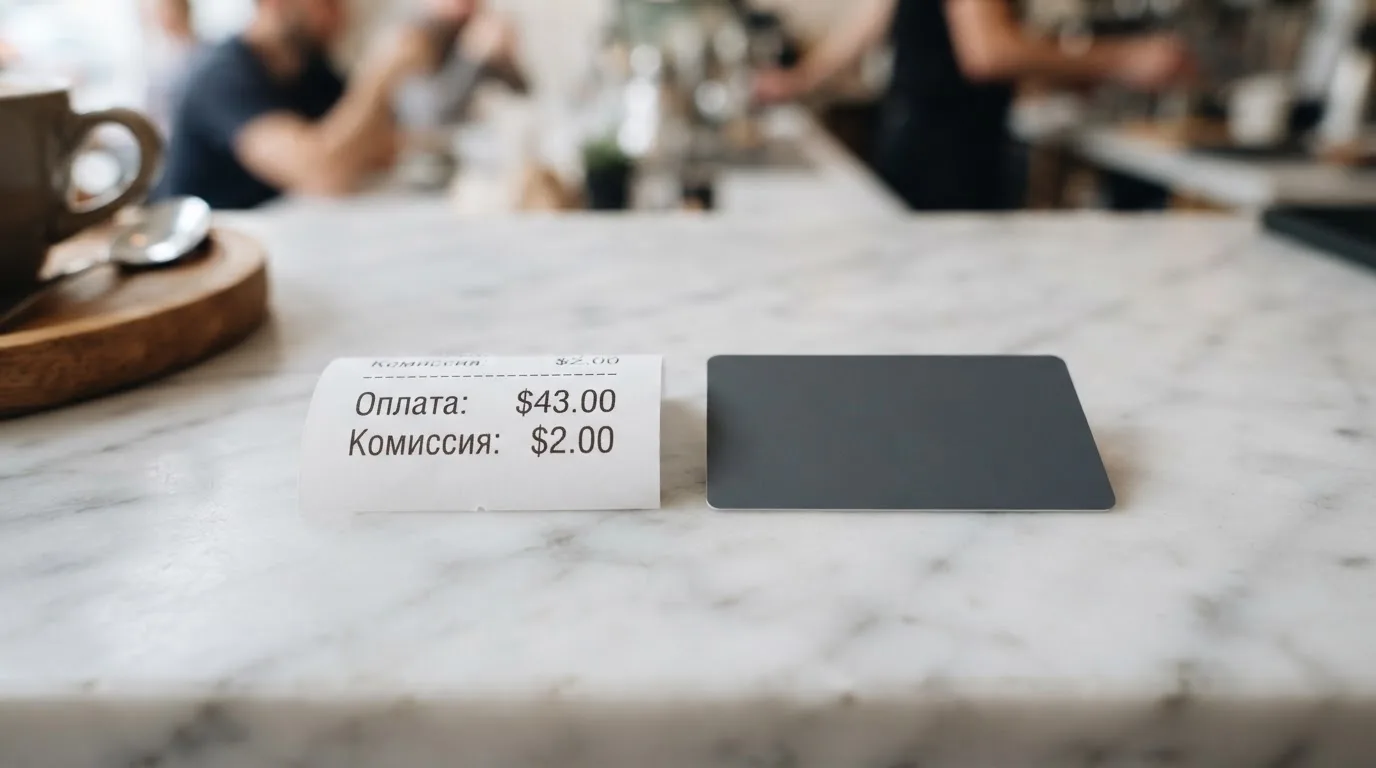 Чек и карта на столике в кафе