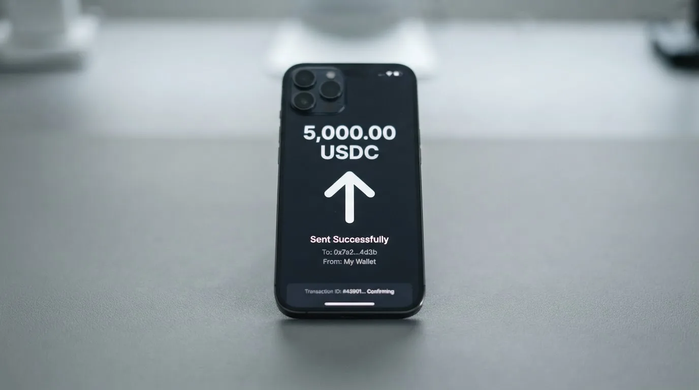 Телефон с экраном перевода стейблкоина