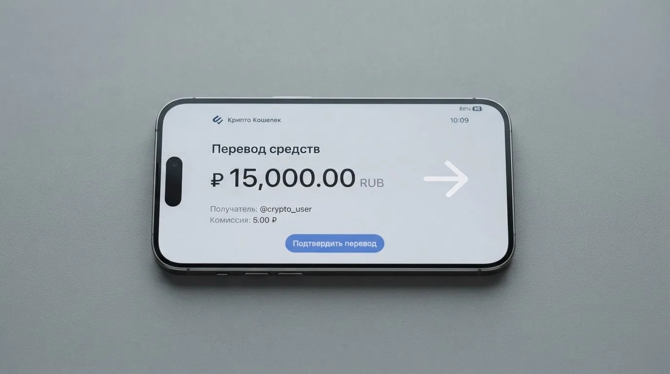 Телефон с экраном перевода стейблкоина