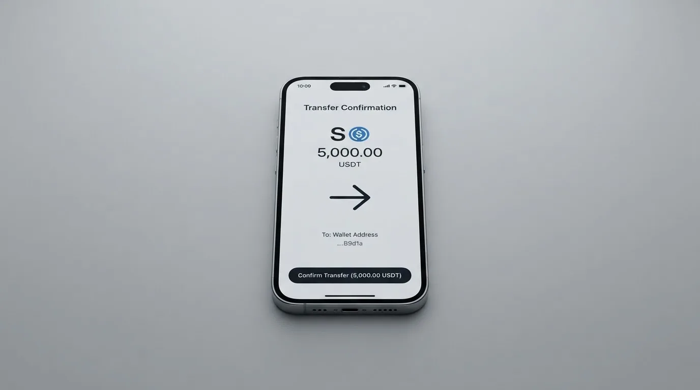 Телефон с экраном перевода стейблкоина
