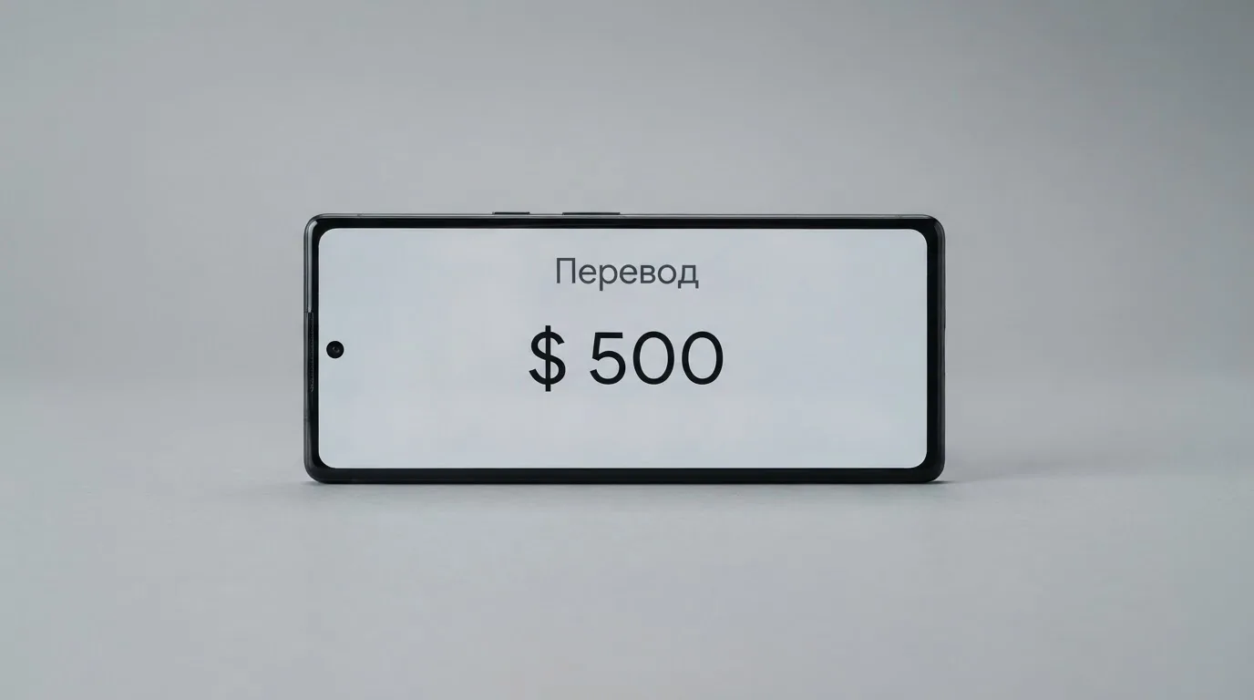 Телефон с экраном перевода стейблкоина