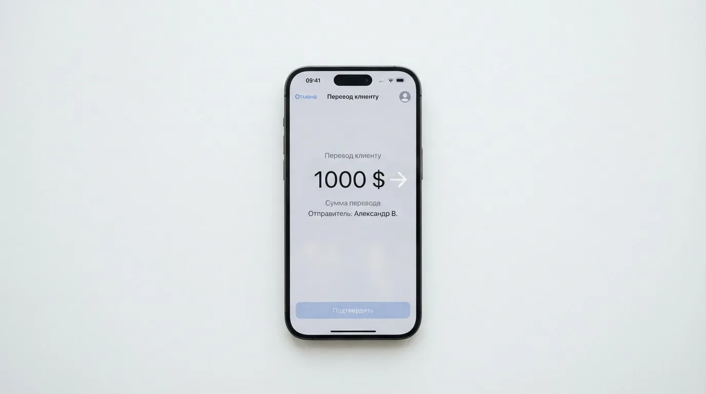 Телефон с экраном перевода стейблкоина