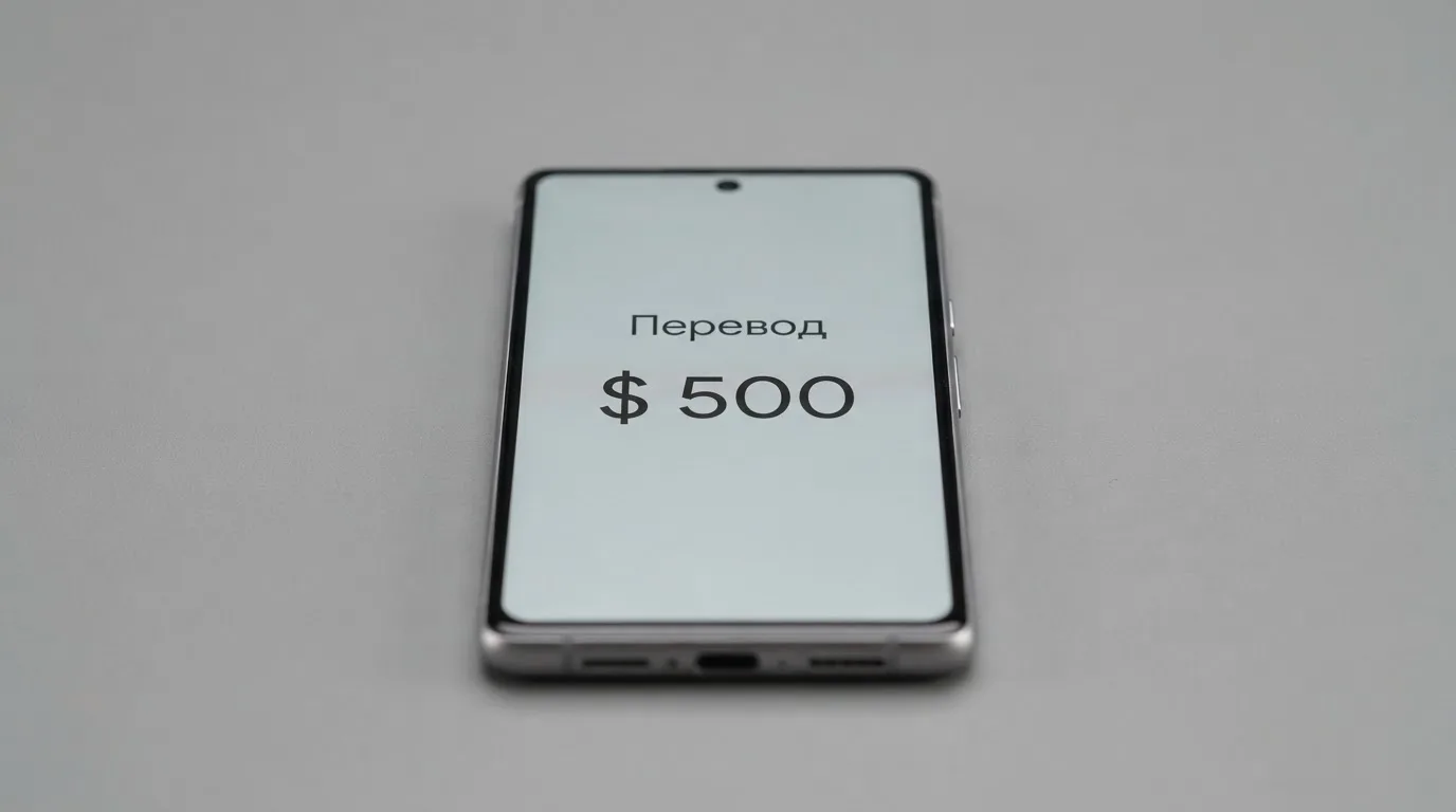 Телефон с экраном перевода стейблкоина